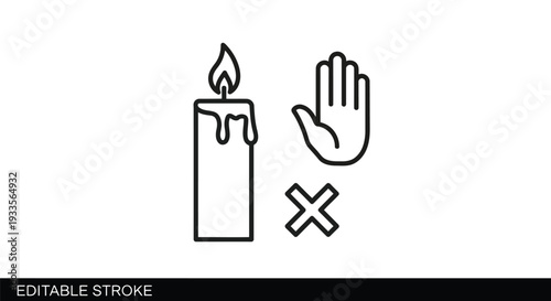 Vector Illustration of Candle with Hand and Cross Symbol