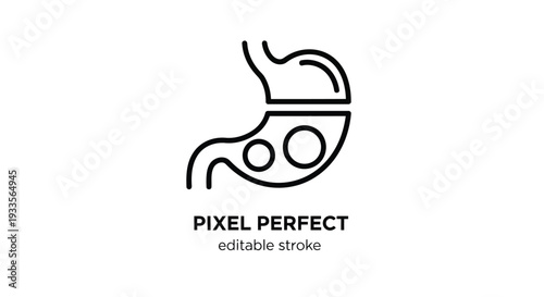 Vector Illustration of a Stomach Anatomy Icon with Editable Stroke