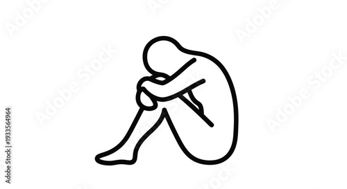 Vector Illustration of a Person Sitting in Distress or Sorrow