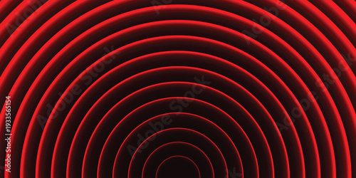 A vibrant red tunnel of concentric circles radiating from a central point in a dark background
