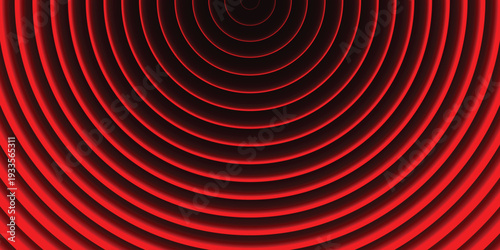 A vibrant red concentric circle pattern radiating from the center of the image