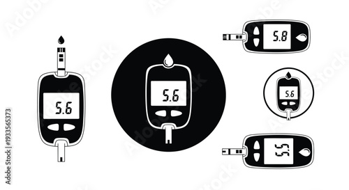 Vector Illustration of Blood Glucose Meter Devices in Various Designs