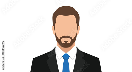 Vector Illustration of a Bearded Man in Suit and Tie