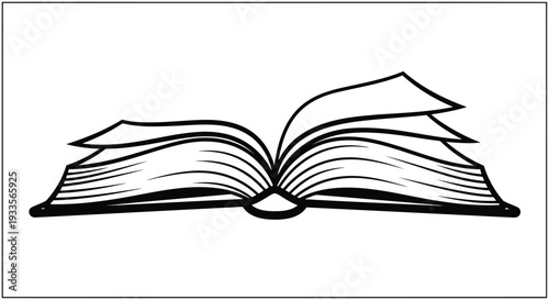 Vector Illustration of an Open Book with Pages Turning
