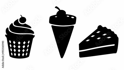 Delicious dessert icons for culinary designs and sweet treats