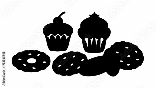 Delicious cupcakes and cookies in a sweet treat arrangement