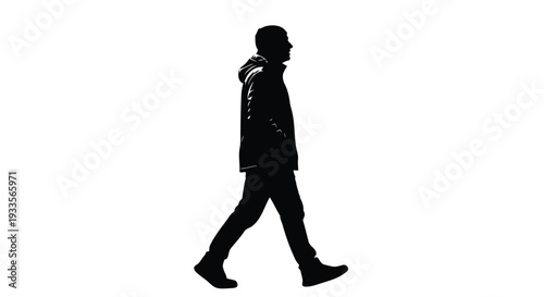 Vector Illustration of a Man Walking in Silhouette on White Background