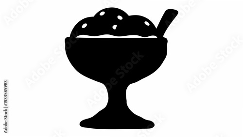 Delicious dessert in elegant glass with spoon