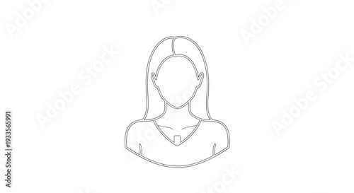 Vector Illustration of a Woman's Face and Upper Body in Simple Line Art Style