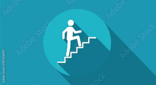 Vector Illustration of a Person Climbing Stairs in a Circle