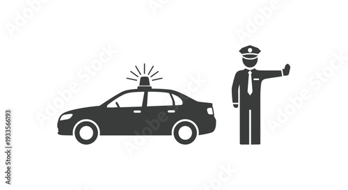 Police officer stopping taxi illustration