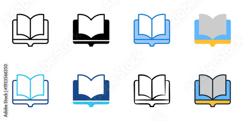 Workbook icons set multiple style collection. Editable stroke 
