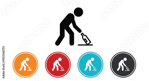Vector Illustration of Person Picking Up Trash and Recycling