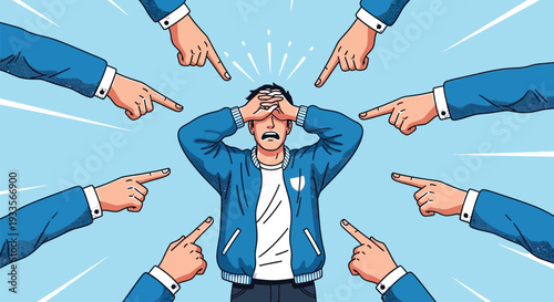 Man blamed by multiple people pointing fingers at him