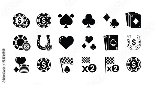 Vector Illustration Casino Icons Set for Gaming and Betting Designs