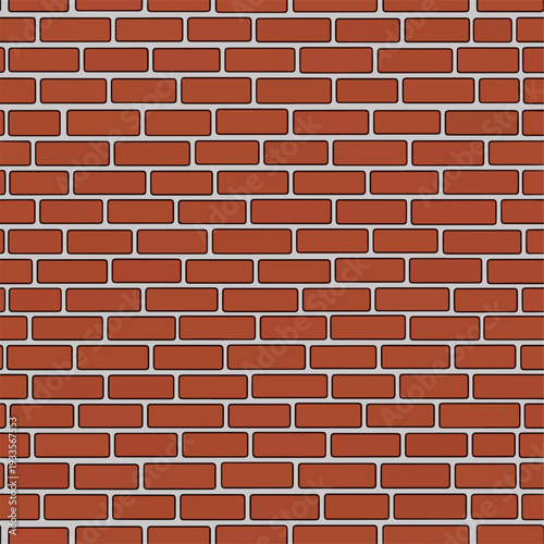 赤レンガ壁のシームレスなテクスチャパターン、均一に並んだ煉瓦と白いモルタル目地が特徴のグラフィック背景素材で、様々なデザインプロジェクトに活用できる汎用性の高い背景画像です。