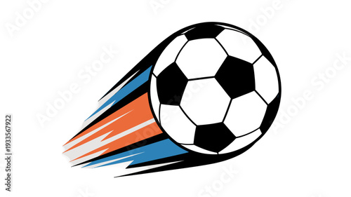 A soccer ball in motion with a dynamic trail.