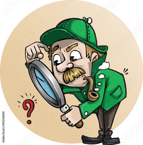 A cartoon vector illustration of a green army soldier character or a military business worker wearing a hat and holding a weapon