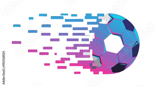 A dynamic illustration of a soccer ball with a trail effect.