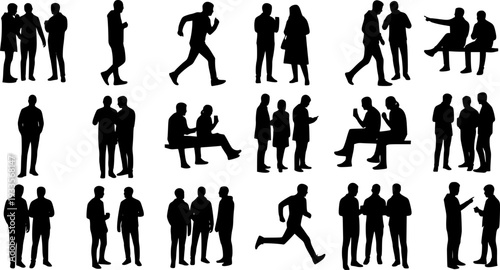 Assortment of Human Silhouettes in Various Poses people figures
