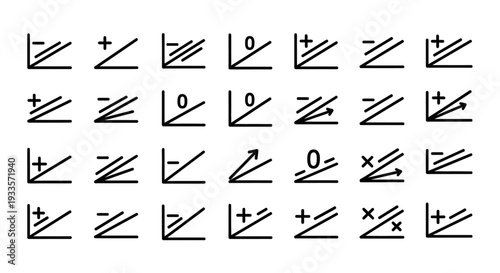 Collection of mathematical symbols and diagrams illustrated in a grid pattern