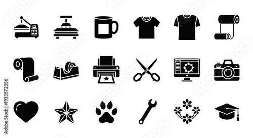 Collection of Various Icons Representing Hobbies and Interests Displayed in a Grid Format