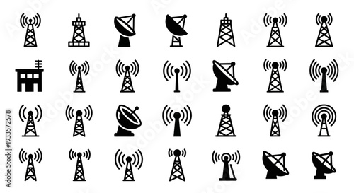 Collection of Telecommunication Towers and Antennas in Various Shapes and Sizes