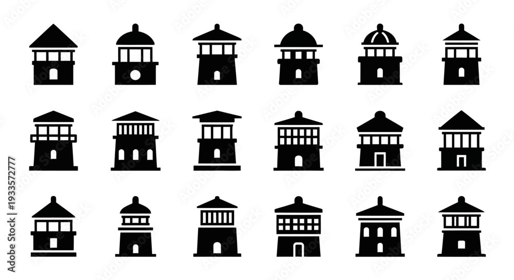 Fototapeta premium Collection of Traditional Asian-Style Houses in Various Architectural Styles