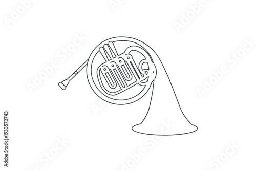 ミニマルなホルン線画イラスト
