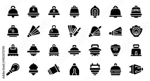 Collection of Sports Equipment Icons Displayed in a Grid Format