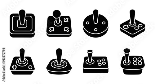 Collection of gaming controller icons displayed on a clean white background from a direct overhead viewpoint