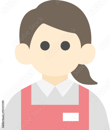 スーパーの女性店員のアイコンのイラスト