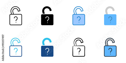 Open ended questions icons set multiple style collection. Editable stroke 
