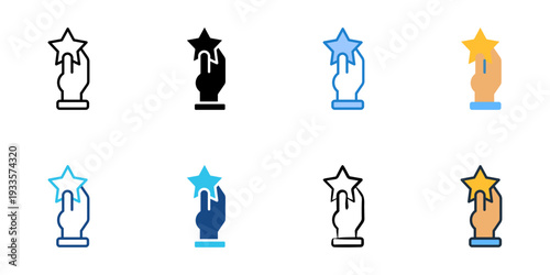 Action review icons set multiple style collection. Editable stroke 
