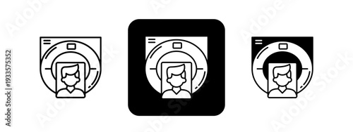 Imaging Diagnostics  Solid color and black line drawing vector illustration set