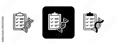 Genetic Testing  Solid color and black line drawing vector illustration set