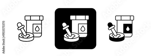 Urine Analysis  Solid color and black line drawing vector illustration set