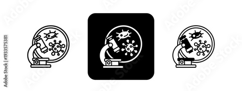 Microbiology Test  Solid color and black line drawing vector illustration set