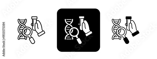 Molecular Diagnostics  Solid color and black line drawing vector illustration set