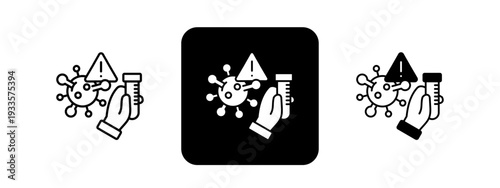 Infection Testing  Solid color and black line drawing vector illustration set