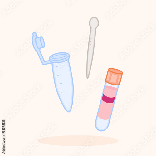 illustration of pipette transferring liquid into micro tube on blue background. Suitable for medical research visuals and laboratory education materials.