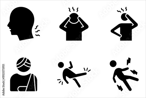Body pain and Injury line icon. Body aches concept. vector illustration on white background
