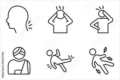 Body pain and Injury line icon. Body aches concept. vector illustration on white background