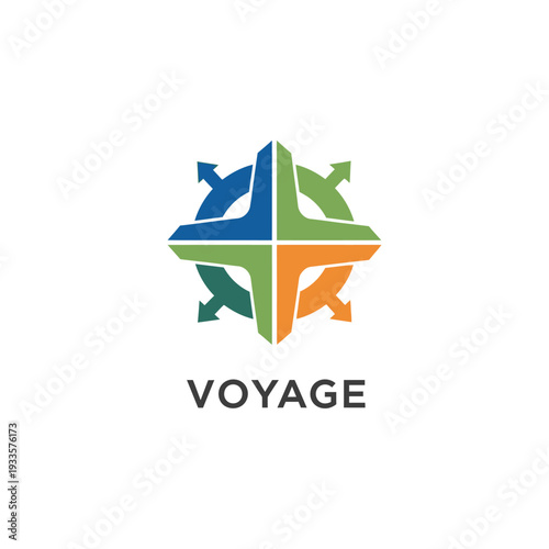 Abstract Compass Rose Logo Design for Voyage.