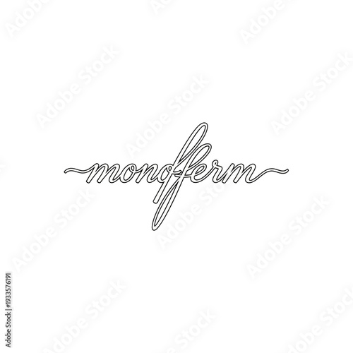 Elegant script logo for Mongferm brand name with artistic flourish.