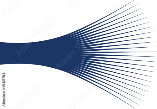 Abstract Dark Blue Lines Radiating Outward on White Background