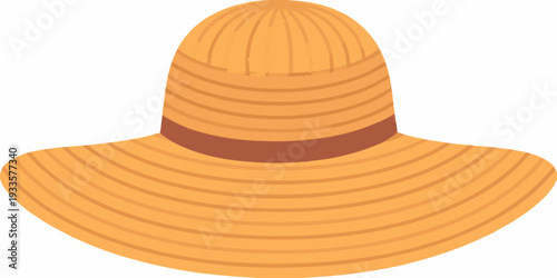 A vibrant orange sunhat with a dark brown ribbon detail