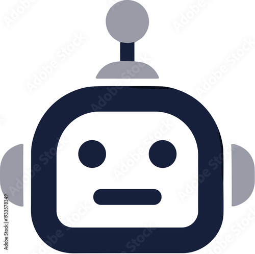 Modern Minimalist Cute Robot Head Cartoon Character Illustration Graphic