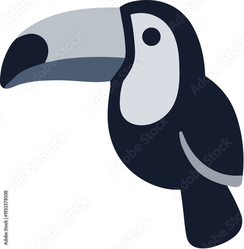 Simple Flat Illustration Toucan Bird Tropical Animal Avian Wildlife Fauna