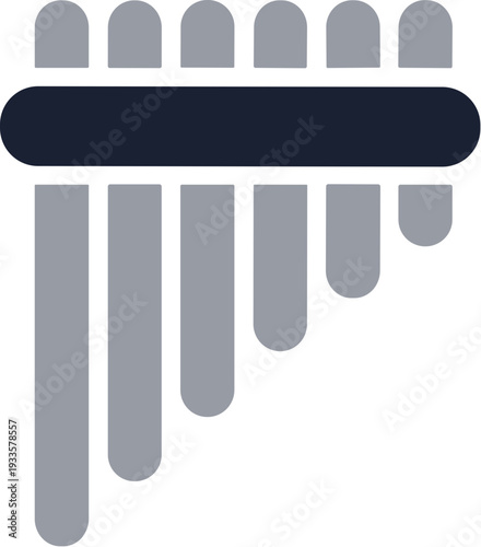 Modern Minimalist Pan Flute Wind Instrument Musical Symbol Flat Illustration